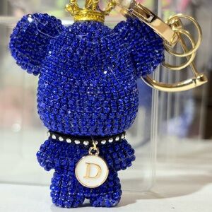 Blue Crystal Bear Keychain